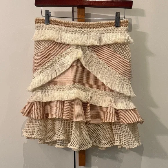 PatBo Cream and Tan Layered Skirt - Picture 2 of 3